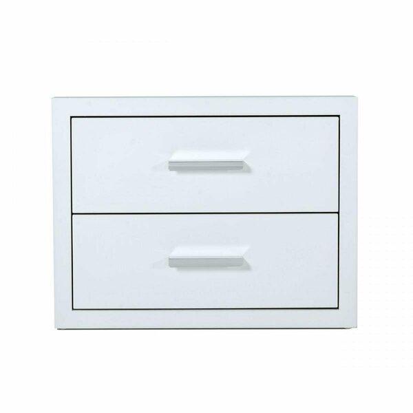 Homeroots Modern Glossy White Box Nightstand with Two Drawers 473029